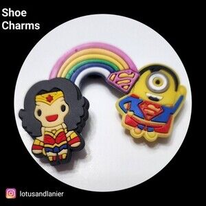 Shoe Charms "Wonder Woman/ Minion/ Super girl" Charms Set of 3